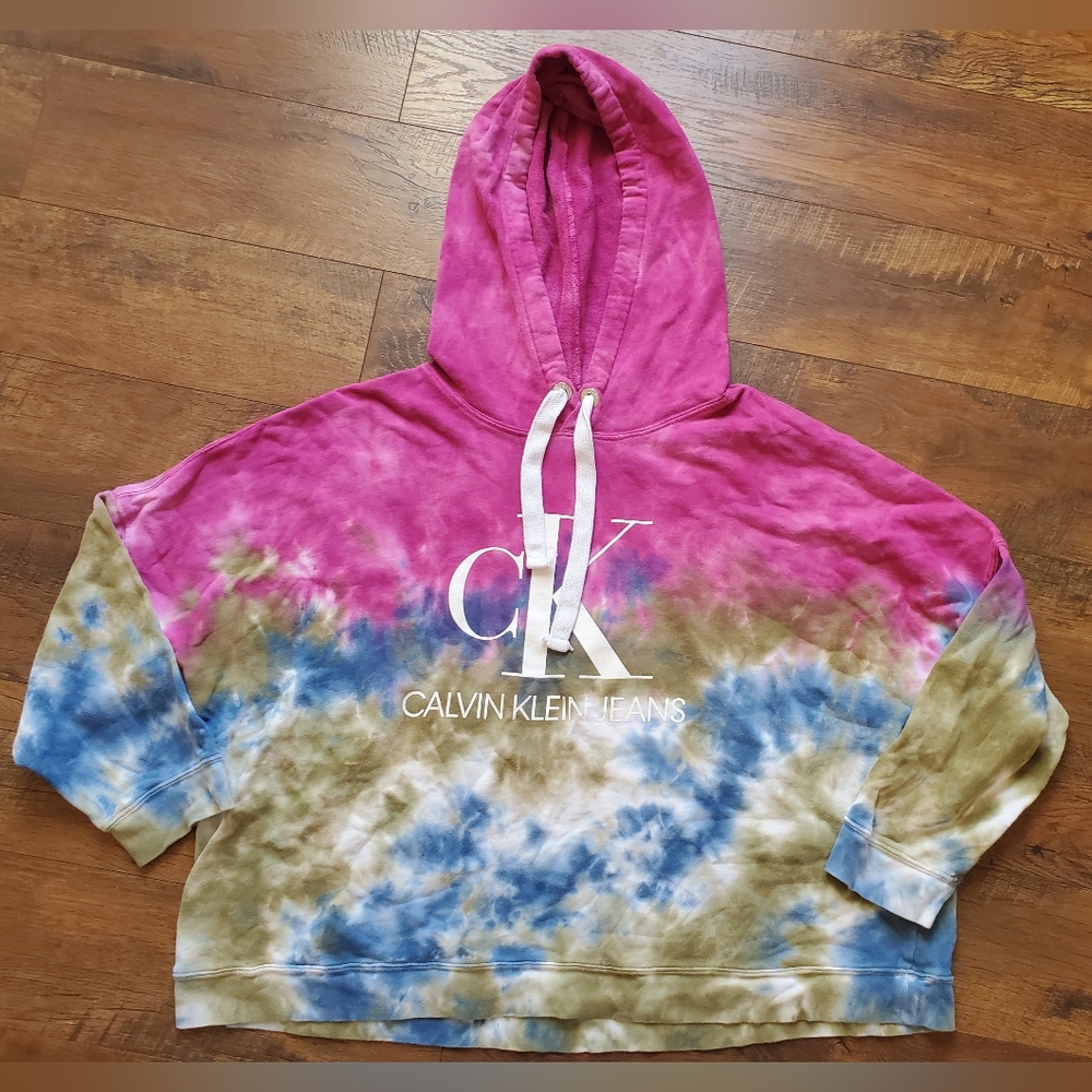 Calvin Klein Jeans Tie Dye Sweater 3X pull over hooded